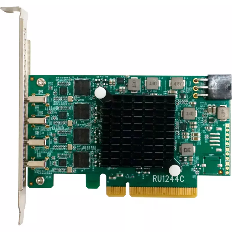 HighPoint RocketU 1244C USB 3.2 Gen 2x2 PCIe 3.0 x4 pagrindinės plokštės adapterio kortelė su 4 USB-C prievadais