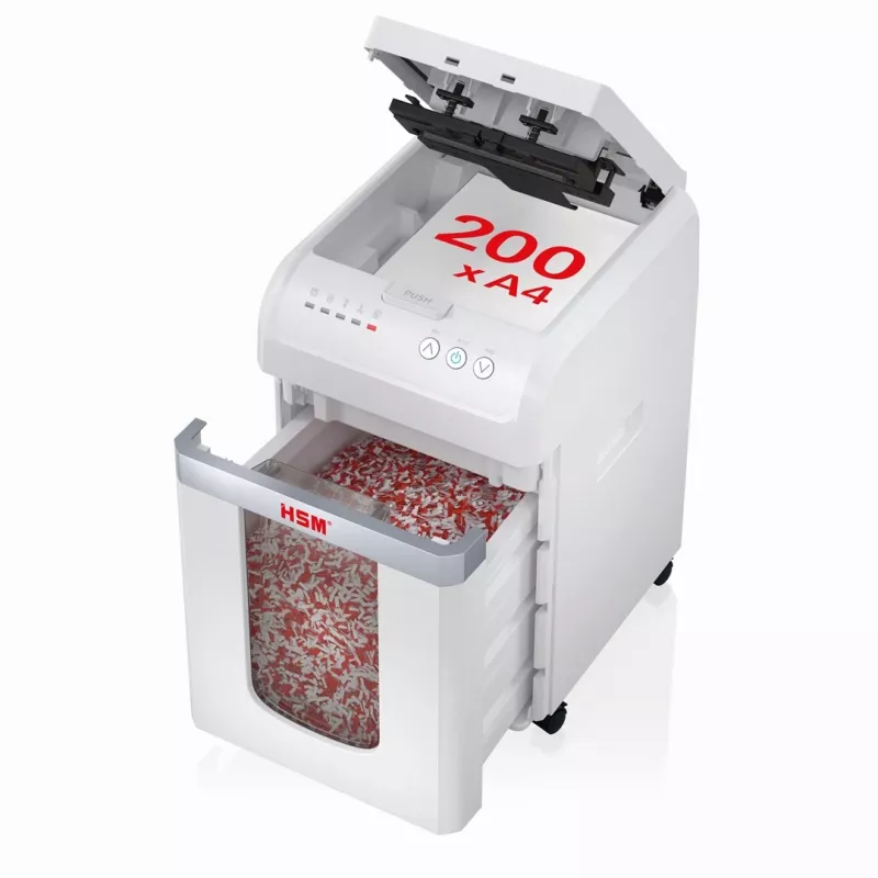 HSM Autofeed X200 popieriaus smulkintuvas su automatiniu padavimu, 30 L, P-4, 4 x 12 mm