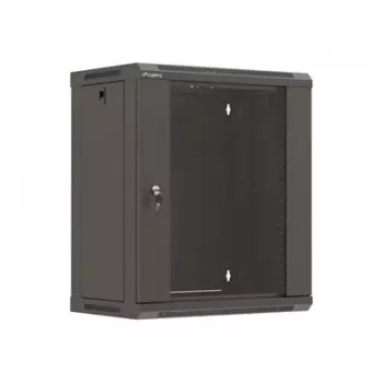 LANBERG WF03-5312-10B 19 inch sieninis stovo korpusas 12U 540x350 plokščioje pakuotėje su stiklo durelėmis, juodas