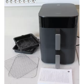 Xiaomi Dual Zone Air Fryer 12L EU - Smart Double Stack Air Fryer 12L, 2800 W, juoda (Išpakuota, subraižyta prekė)