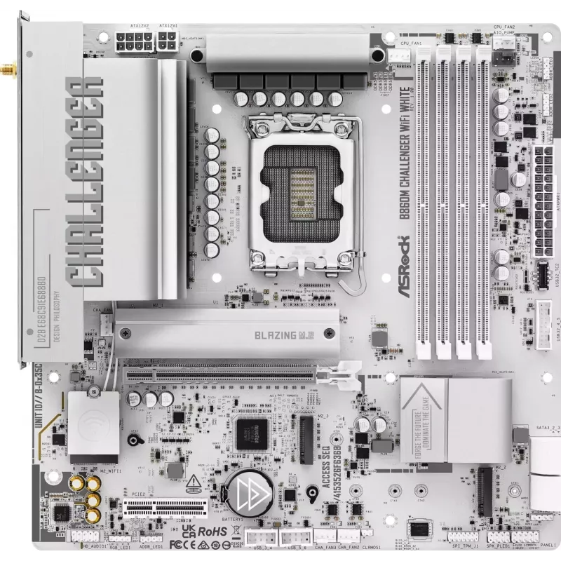 ASRock B860M Challenger WiFi White LGA1851 Micro-ATX DDR5 pagrindinė plokštė