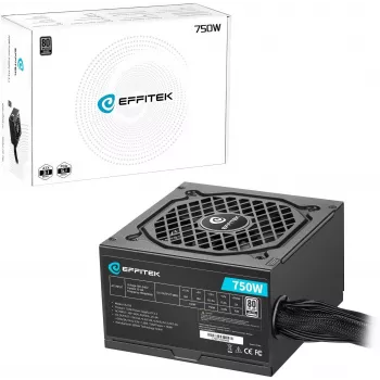EFFITEK 750W ATX 3.1 PCIe 5.1 Fully Modular Power Supply 80 PLUS Gold Black
