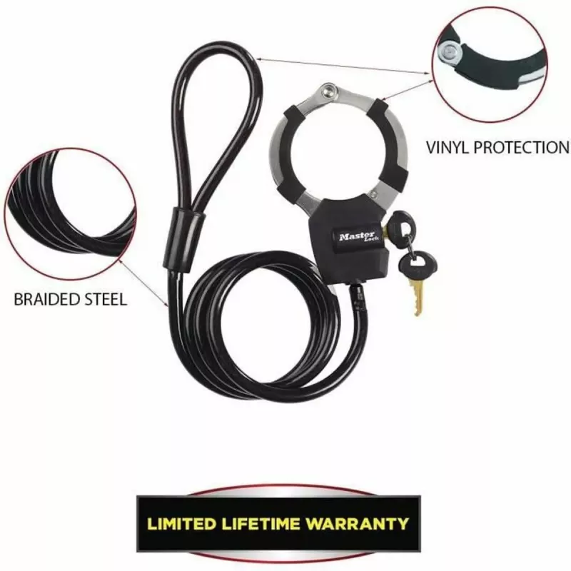 Master Lock Street Cuff rakto spyna su trosu - Juoda - 1000 mm - 8 mm
