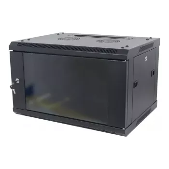 ALLNET SMA-Series 19 colių sieninis spintos korpusas 9U 450mm gylio juodas plokščias paketas