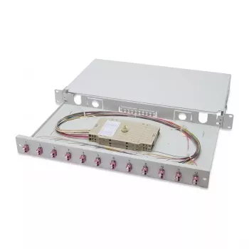 EFB Elektronik Splice Box LC OS2 9/125µm Extendable 24 Pigtails 12 Couplings 1U