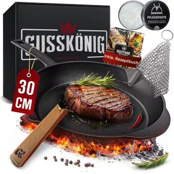 GUSSKÖNIG Pre-Seasoned Cast Iron Grill Pan 30 cm Square