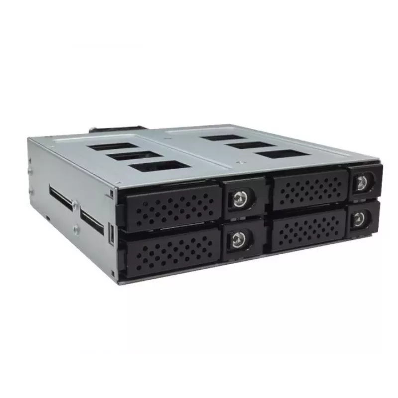 Jou Jye JJ-N-49SS-T 12G 4-Bay 2.5 inch SATA/SAS Hot-Swap Mobile Rack for 5.25 inch Bay - Black