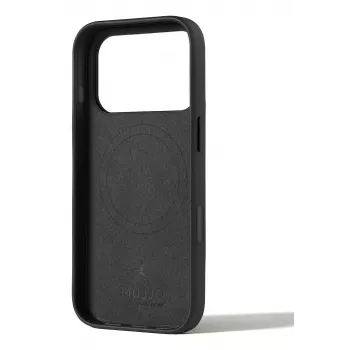 Mujjo Wallet Leather Case, skirta iPhone 17 Pro su MagSafe (juoda)