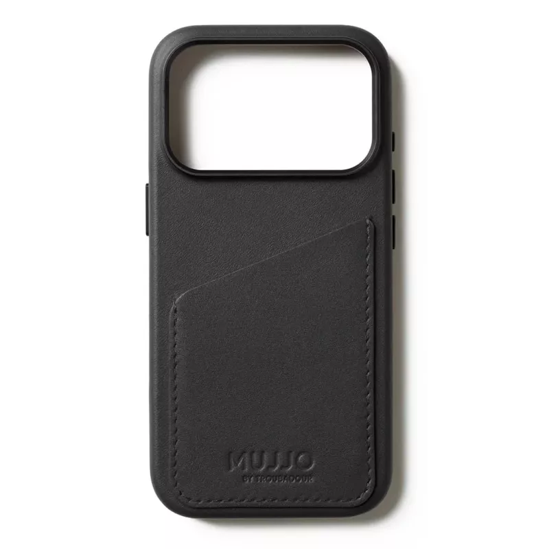 Mujjo Wallet Leather Case, skirta iPhone 17 Pro su MagSafe (juoda)