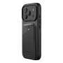 Mujjo Wallet Leather Case, skirta iPhone 17 Pro su MagSafe (juoda)
