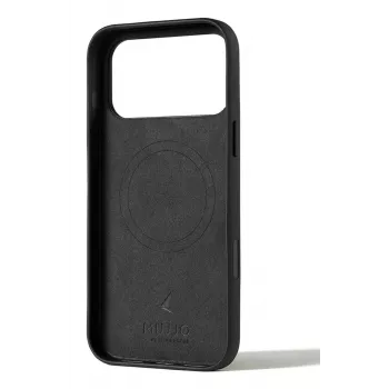 Mujjo Wallet Leather Case, skirta iPhone 17 Pro Max su MagSafe (juoda)