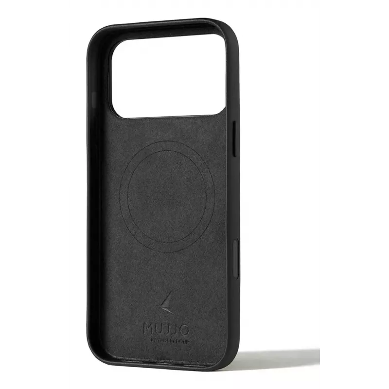 Mujjo Wallet Leather Case, skirta iPhone 17 Pro Max su MagSafe (juoda)