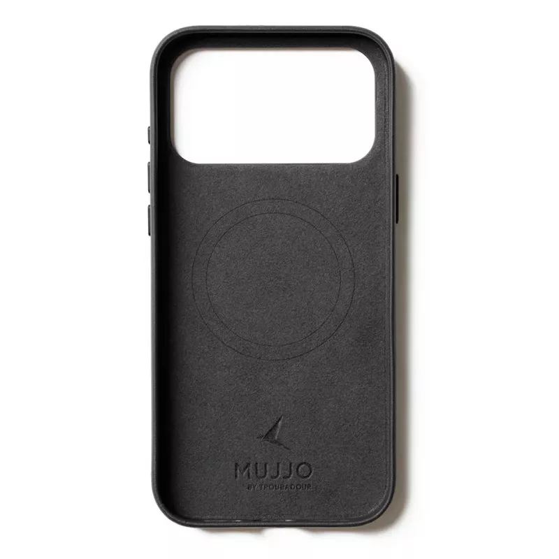 Mujjo Wallet Leather Case, skirta iPhone 17 Pro Max su MagSafe (juoda)