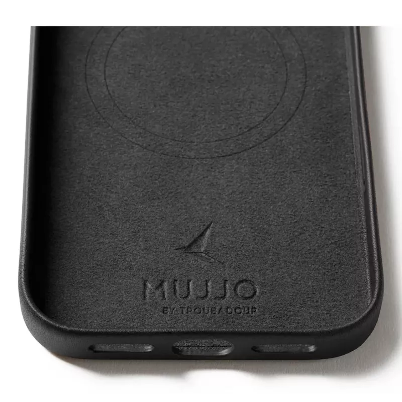 Mujjo Wallet Leather Case, skirta iPhone 17 Pro Max su MagSafe (juoda)