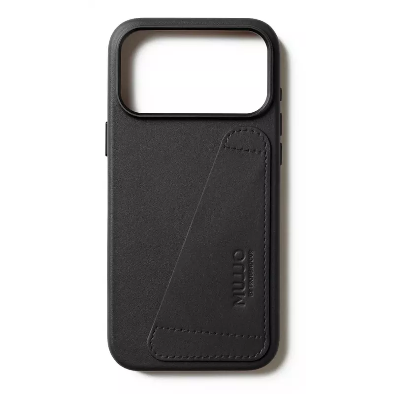 Mujjo Wallet Leather Case, skirta iPhone 17 Pro Max su MagSafe (juoda)