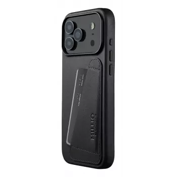 Mujjo Wallet Leather Case, skirta iPhone 17 Pro Max su MagSafe (juoda)