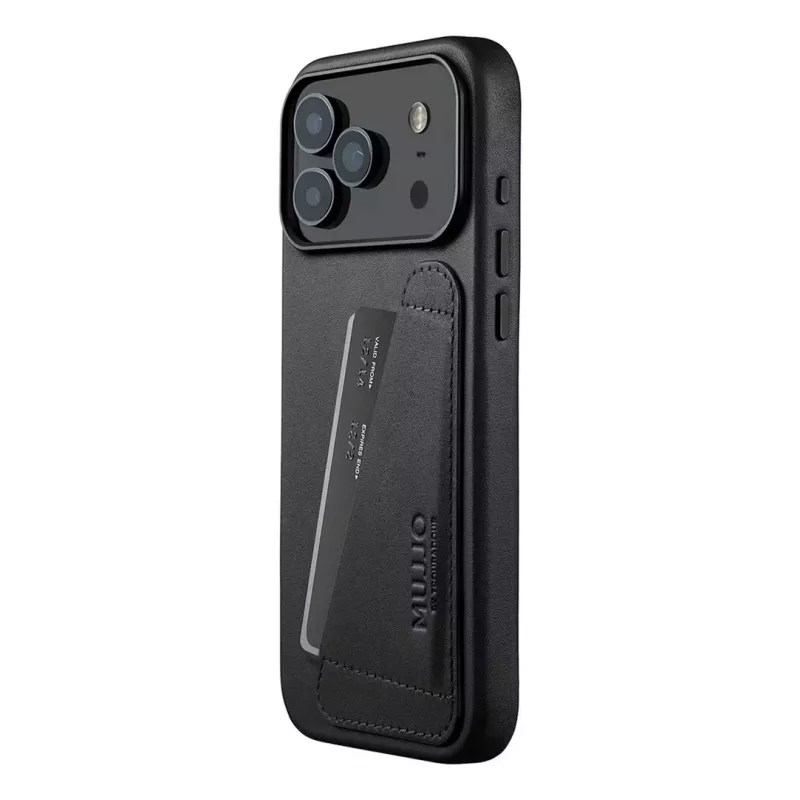 Mujjo Wallet Leather Case, skirta iPhone 17 Pro Max su MagSafe (juoda)