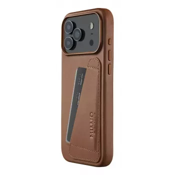 Mujjo Wallet Leather Case, skirta iPhone 17 Pro Max, suderinama su MagSafe, Tan