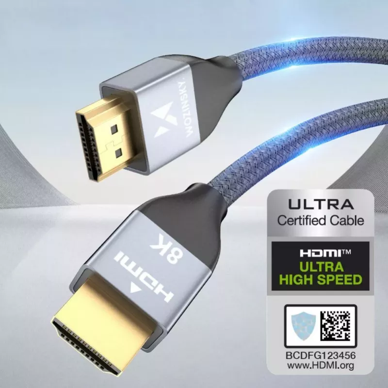 Wozinsky HDMI 2.1 laidas 8K 60Hz 48Gbps / 4K 120Hz / 2K 144Hz 2m sidabrinis (WHDMI-20)