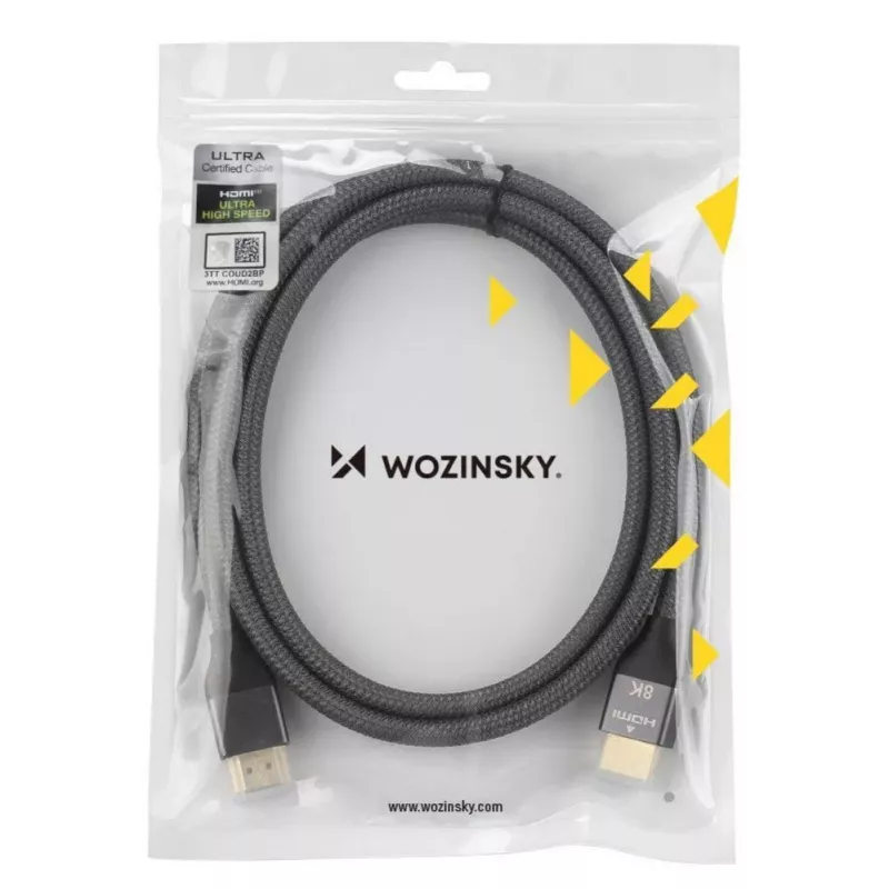 Wozinsky HDMI 2.1 laidas 8K 60Hz 48Gbps / 4K 120Hz / 2K 144Hz 2m sidabrinis (WHDMI-20)