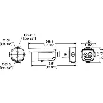 Hikvision HM-TD2618-3/G0/T1A terminė ir optinė dviejų spektrų IP kamera, 160x120 terminė, 4MP optinė, 3,1 mm terminis objektyvas, 4 mm optinis objektyvas, IP66