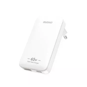 Dudao A65Q GaN 65W kelioninis įkroviklis USB-A / USB-C PD itin plonas EU/US - Baltas