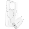 „OtterBox Symmetry Series“ skaidrus „MagSafe“ dėklas + aukščiausios kokybės stiklo ekrano apsauga + 30 W USB-C greitasis įkroviklis, skirtas „Apple iPhone 16 Pro“