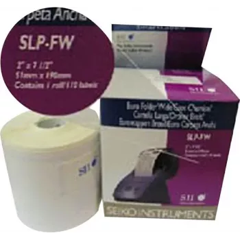 SEIKO II SLP-FW Folder Spine Labels, White, 54 x 302 mm, 130 Labels per Roll, Direct Thermal, Permanent Adhesive