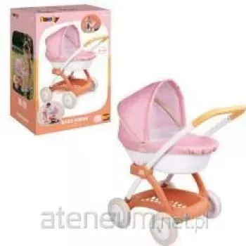 SMOBY Baby Nurse Stroller - Rožinė ir pilka lėlių vežimėlis vaikams nuo 18 mėn.