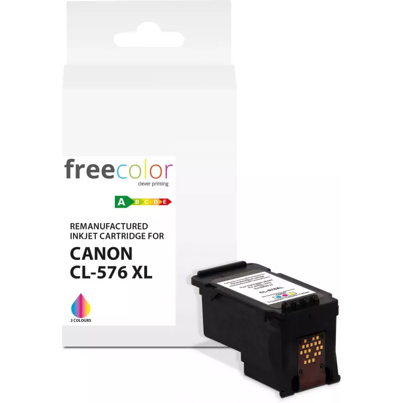 Freecolor Perdirbtas Rašalo Kasetė Canon CL-576XL Juoda - Trijų Spalvų