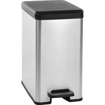 CURVER Slim Bin 25L šiukšlių dėžė, metalizuota sidabrinė/pilka