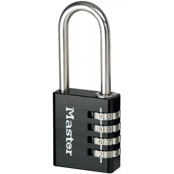 Master Lock 7640EURDBLK Kombinacinis spynos 40 mm korpuso plotis, grūdinto plieno lankas, 4 diskų perprogramuojama, sidabrinė/pilka