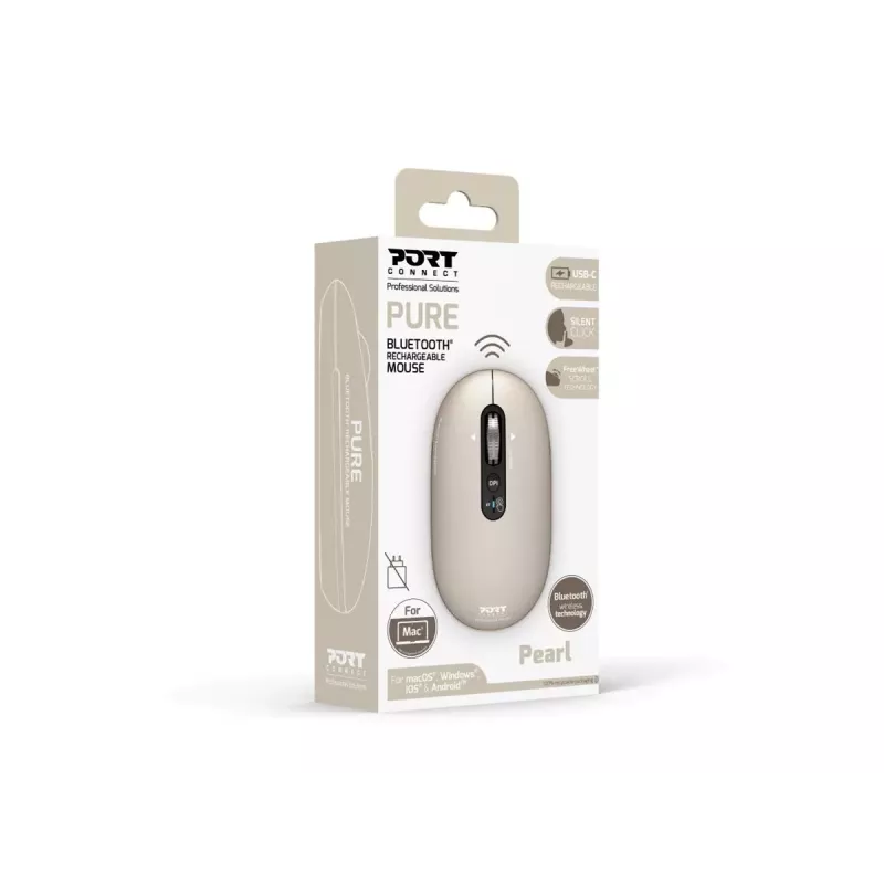 PORT Designs Pure MAC įkraunama Bluetooth optinė pelė - Pearl