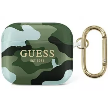 Guess GUA3UCAMA Camo Collection apsauginis dėklas, skirtas Apple AirPods 3 kartos – žalia/ chaki
