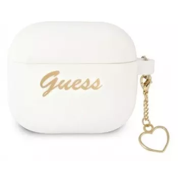 Guess GUA3LSCHSH AirPods 3 Dangtelis Baltas Silikoninis Širdelės Charm Kolekcija