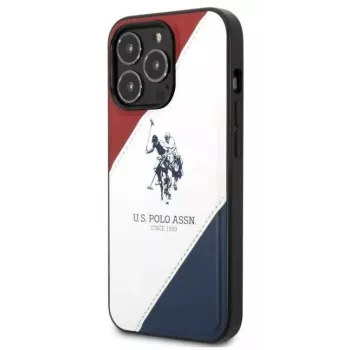 US Polo Assn Tricolor Embossed Back Cover, skirta Apple iPhone 14 Pro - balta