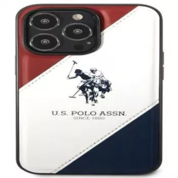 U.S. POLO ASSN. USHCP14XPSO3 Trijų spalvų reljefinis dėklas, skirtas iPhone 14 Pro Max 6,7 inch baltas