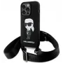 Karl Lagerfeld KLHCP15XSCBSKNK iPhone 15 Pro Max 6.7 inch kietas dėklas juodas crossbody silikoninis Ikonik