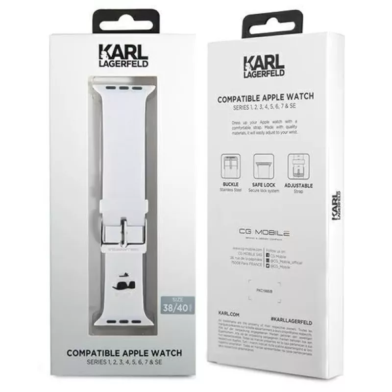 Karl Lagerfeld 3D Rubber Choupette Head Strap, skirta Apple Watch 38/40/41mm, balta