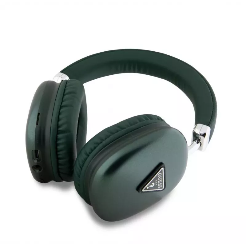 Guess Over-Ear Bluetooth 5.3 ausinės su 4G trikampio logotipu, chaki spalvos
