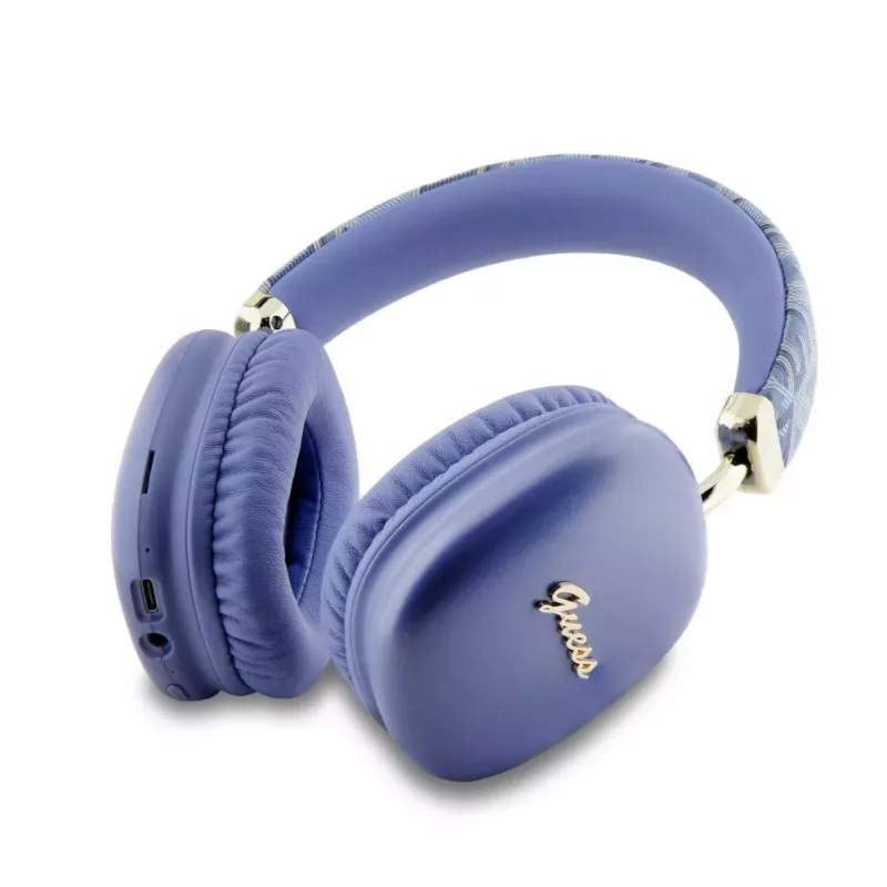 Guess Gcube Metallic Script Logo On-Ear Bluetooth Headphones - Purple