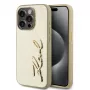 Karl Lagerfeld Wrinkled Metal Signature Case, skirtas iPhone 15 Pro Max, auksinė