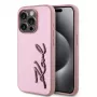 Karl Lagerfeld Wrinkled Metal Signature Case, skirta iPhone 15 Pro Max, rožinė