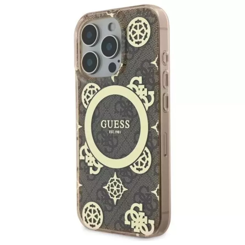 Guess GUHMP16LH4PYEEW Hardcase, skirtas Apple iPhone 16 Pro 6,3 inch ruda Peony On 4G Background MagSafe
