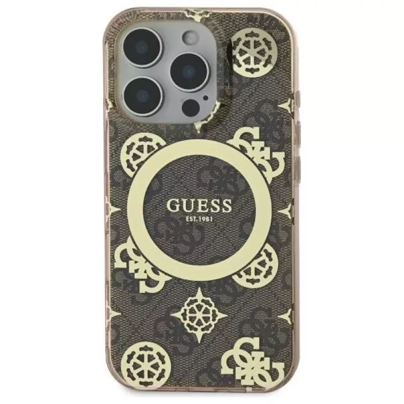 Guess GUHMP16LH4PYEEW Hardcase, skirtas Apple iPhone 16 Pro 6,3 inch ruda Peony On 4G Background MagSafe