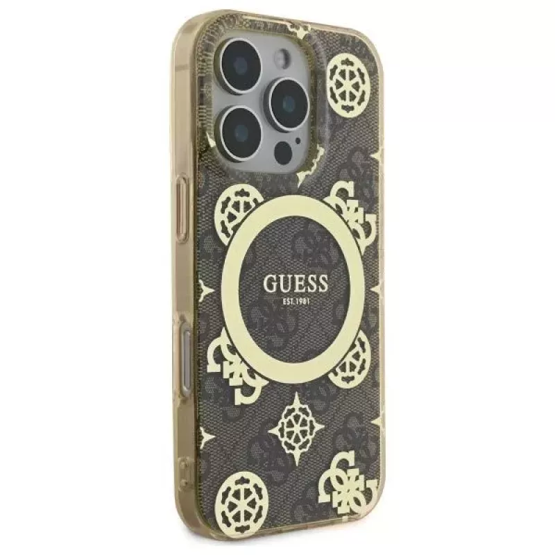 Guess GUHMP16LH4PYEEW Hardcase, skirtas Apple iPhone 16 Pro 6,3 inch ruda Peony On 4G Background MagSafe