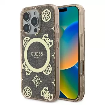 Guess GUHMP16LH4PYEEW Hardcase, skirtas Apple iPhone 16 Pro 6,3 inch ruda Peony On 4G Background MagSafe