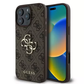 Guess GUHCP16L4GMGBR iPhone 16 Pro 6.3 colio ruda kietas dėklas 4G Big Logo