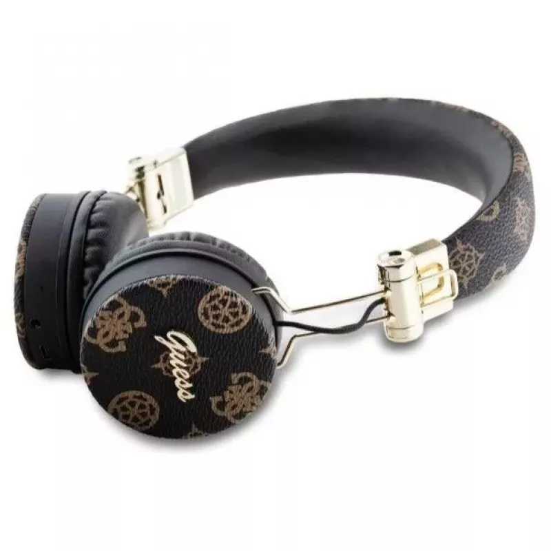 Guess Peony Script Round Shape Wireless Over-Ear Headphones su Bluetooth 5.3 ir ENC (Juoda)