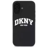 DKNY DKHMP16SSNYACH Kietas dėklas, skirtas Apple iPhone 16 6,1 colio, juodas silikonas su baltu atspausdintu logotipu, MagSafe